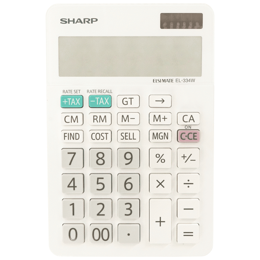 Sharp ElsiMate EL334WB – 12 Digit Desk Calculator