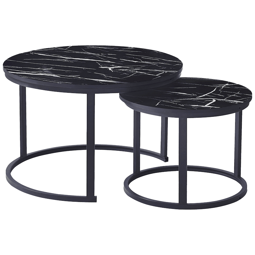 Everfurn Indus Nesting Coffee Table Black 2 Piece