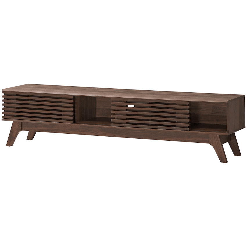 Everfurn Catalina Large TV Stand, High-Pressure Laminate, Solid Wood Legs, with Storage