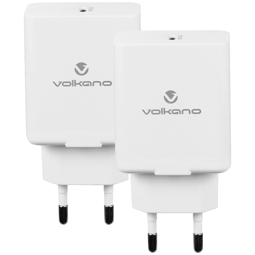 Volkano Potent Series 25w P.D. / PPS Wall Charger – Bundle of 2 – White
