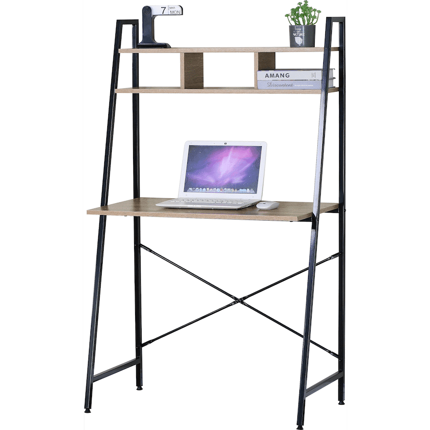 Everfurn Vesa Office Desk – Oak & Black
