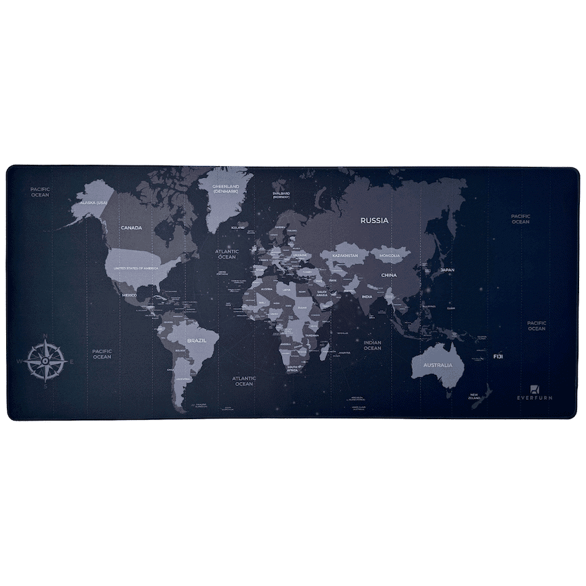 Everfurn Desk Mat – World Map – Large – Black – Non-Slip