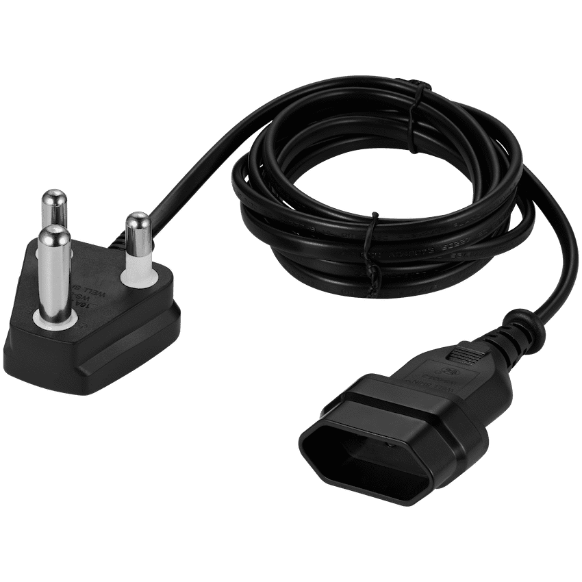 Switched Easy Cable Extender SA 3-Pin to 2-Pin Euro Socket 2m – Black