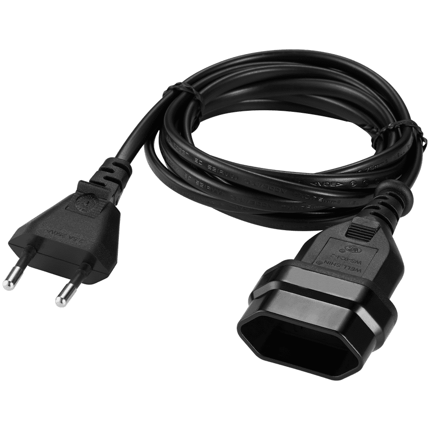 Switched Easy Cable Extender 2-Pin Euro to 2-Pin Euro Socket 2m