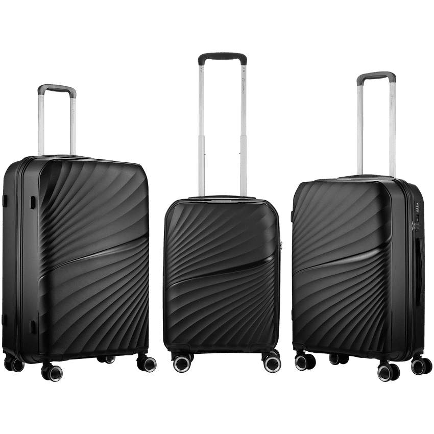 Travelwize Quartz PP 4-Wheels Spinner 3Pc Luggage Set Black
