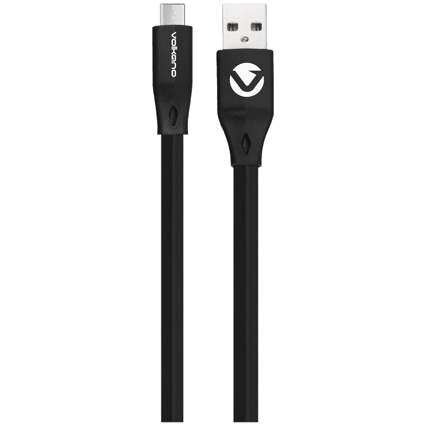 Volkano Slim Series Flat PVC Type-C Cable 1.2m – Black