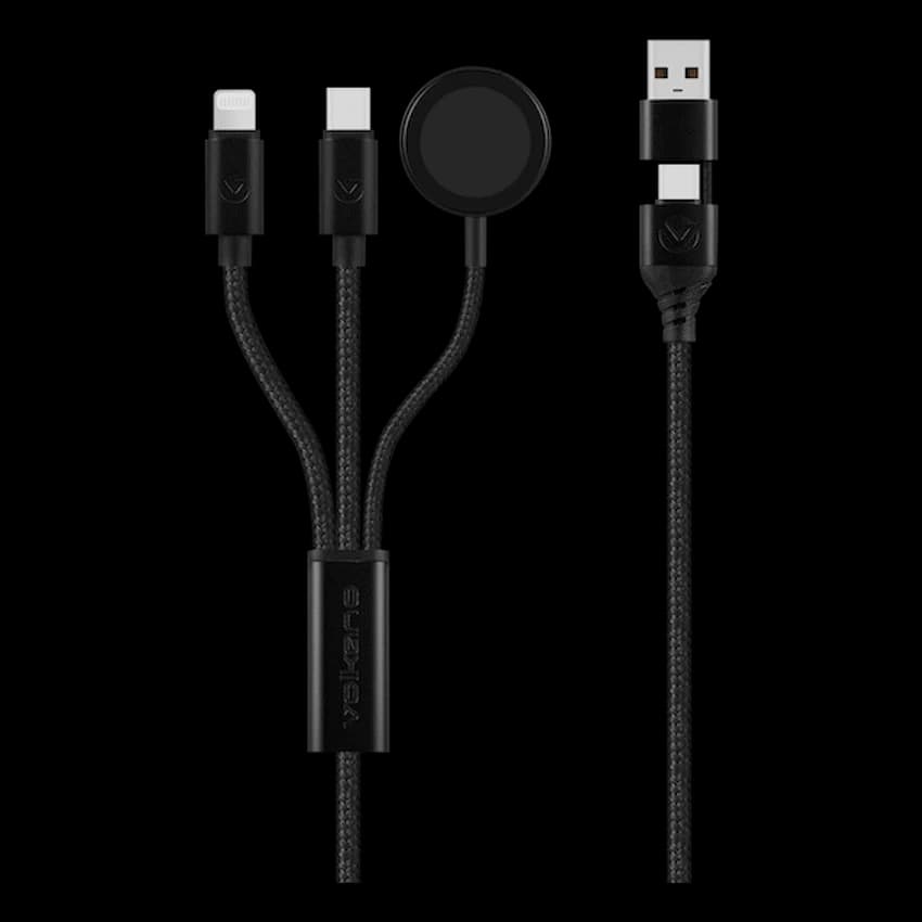 Volkano Weave Series 100W Braided 5-in-1 Charge and Data Cable 1m – Black