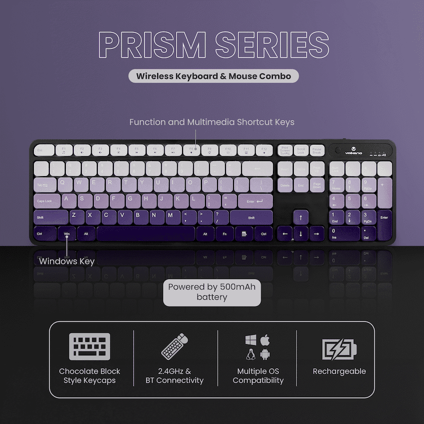 Volkano Prism Series Bluetooth Wireless Keyboard and Mouse thumbnail 9