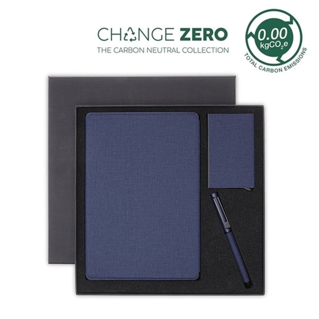 TESSIN – CHANGE ZERO Sustainable Gift Set with Refillable Notebook, Pen & Cardholder – Navy