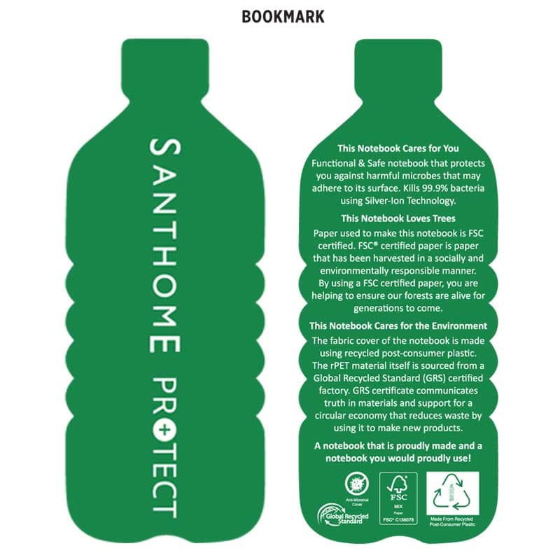 ORSHA – SANTHOME A5 rPET & FSC Certified Notebook – Navy Blue (Anti-Microbial)