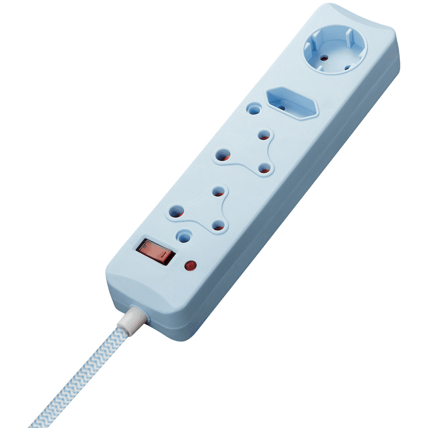 SWITCHED 4 Way Medium Surge Protected Multiplug 0.5M Braided Cord Blue thumbnail 2