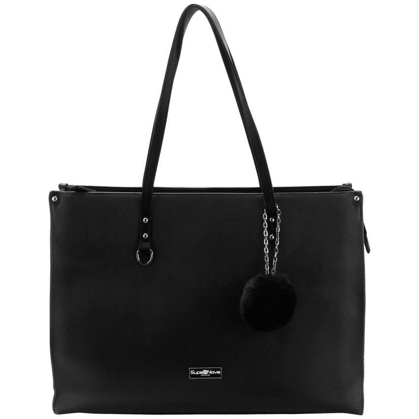 Supanova Pompom Ladies Laptop Bag – Black