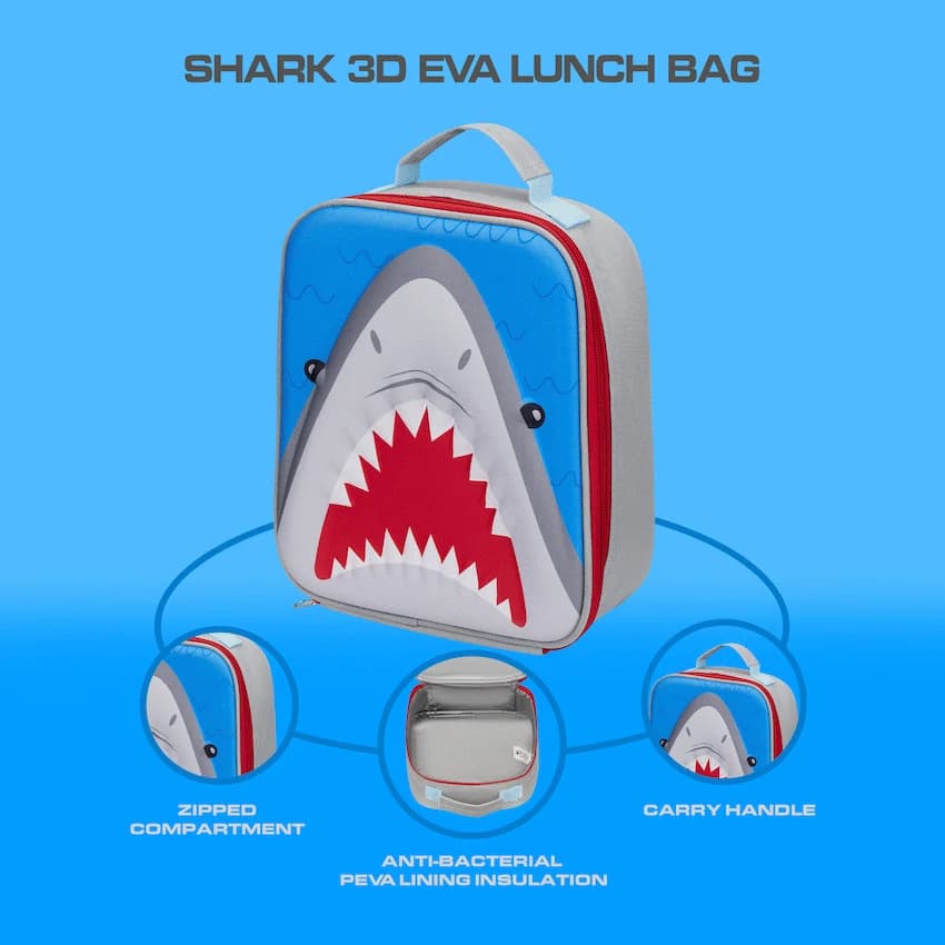 Quest Shark 3D EVA Lunch Bag - Grey