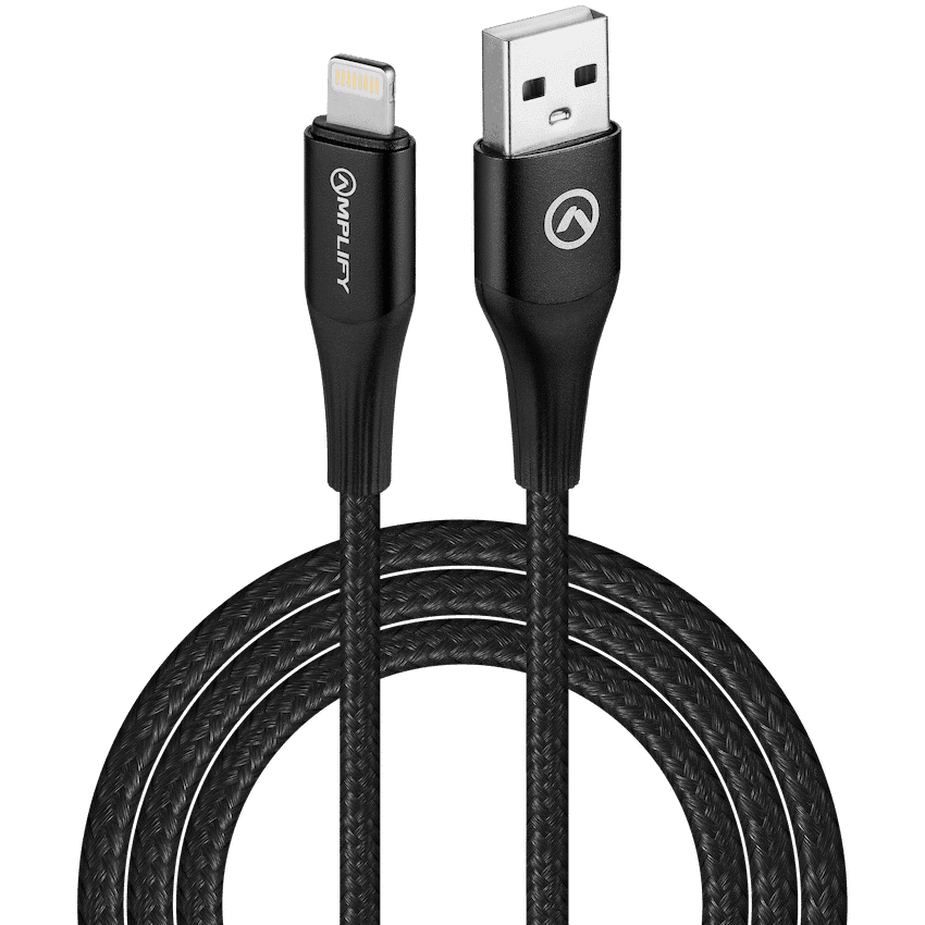 Amplify Linked Series USB to Lightning Braided Cable - Black 1m