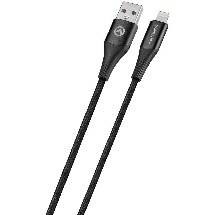 Amplify Linked Series USB to Lightning Braided Cable - Black 1m