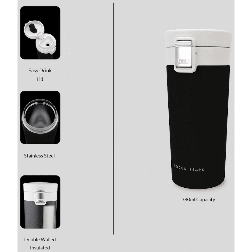 Boden Stark 380ml Travel Mug - Black