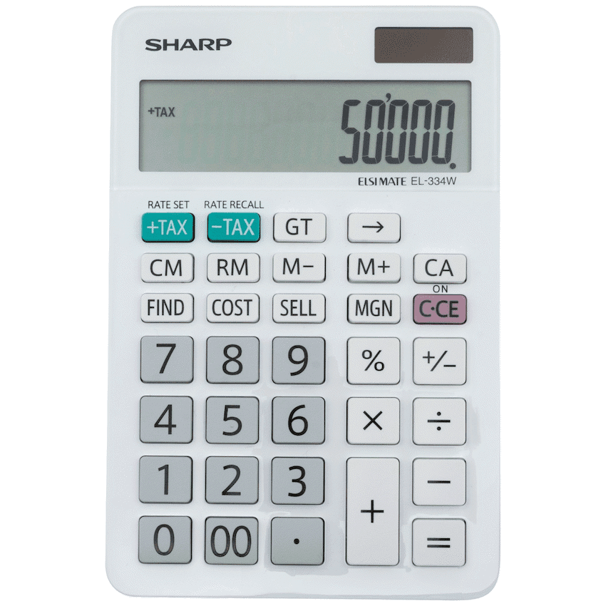 Sharp ElsiMate EL334WB - 12 Digit Desk Calculator