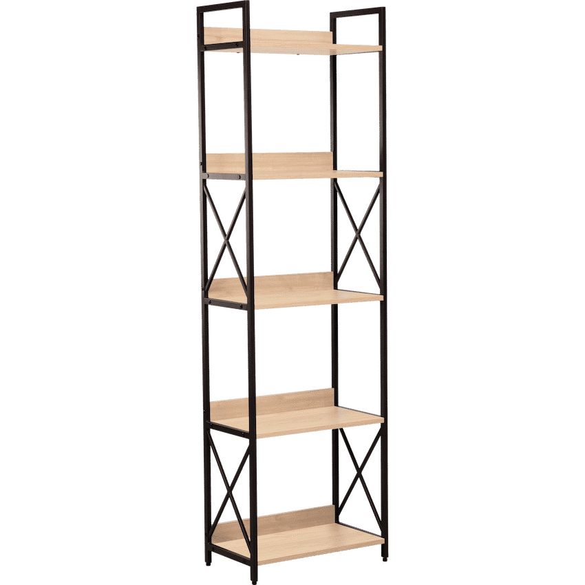 Everfurn Scandanavian Tall Bookcase with Steel Frame
