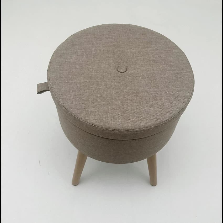 Sophie Round Storage Stool with Wooden Legs