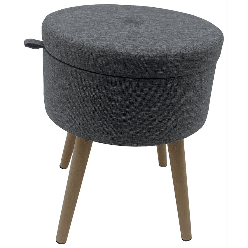Sophie Round Storage Stool with Wooden Legs