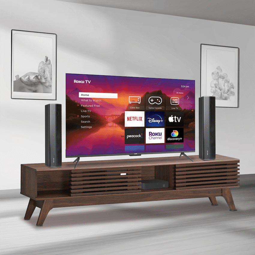 Everfurn Catalina Large TV Stand, High-Pressure Laminate, Solid Wood Legs, with Storage