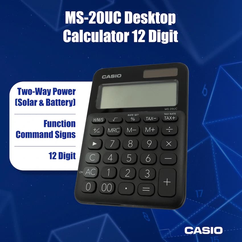 Casio MS-20UC - Desktop Calculator 12-Digit - Black