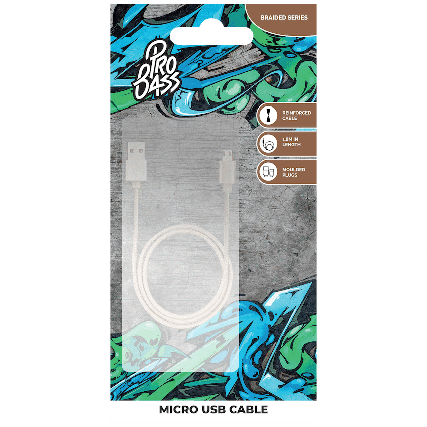 Pro Bass Braided Series Micro USB Cable 1.2m - Gold