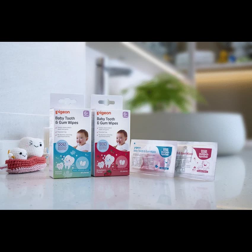 PIGEON BABY TOOTH & GUM WIPES STRAWBERRY 20S