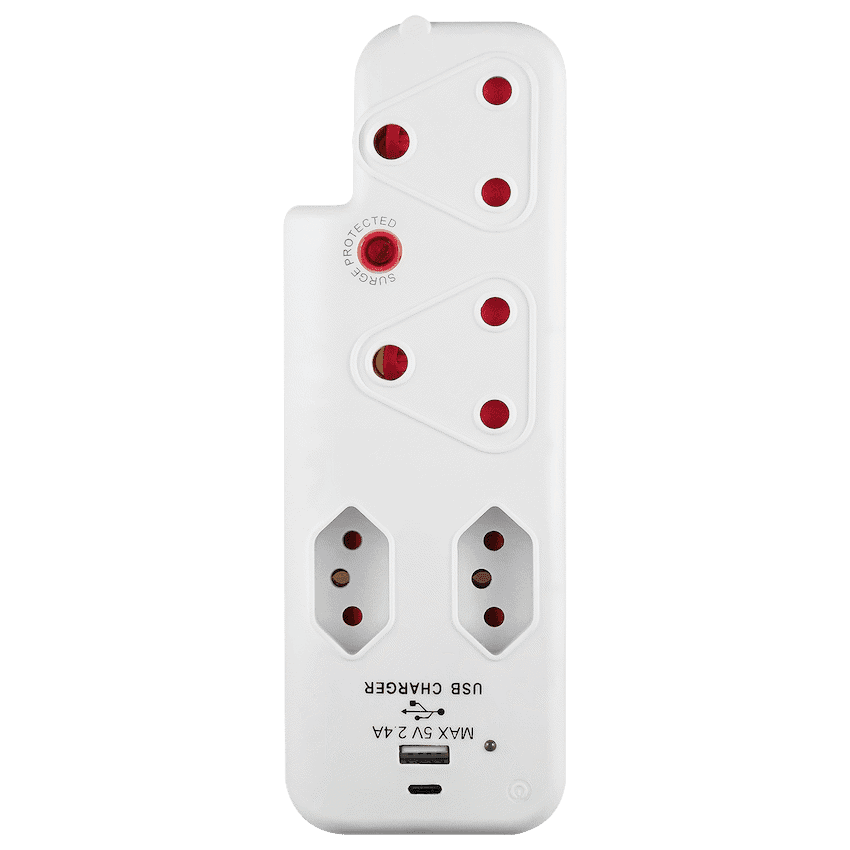 Switched 4-Way Medium Surge Adaptor with Type-C + USB