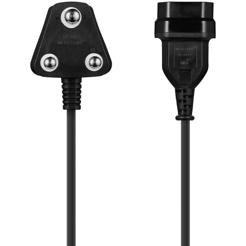 Switched Easy Cable Extender SA 3-Pin to 2-Pin Euro Socket 2m - Black