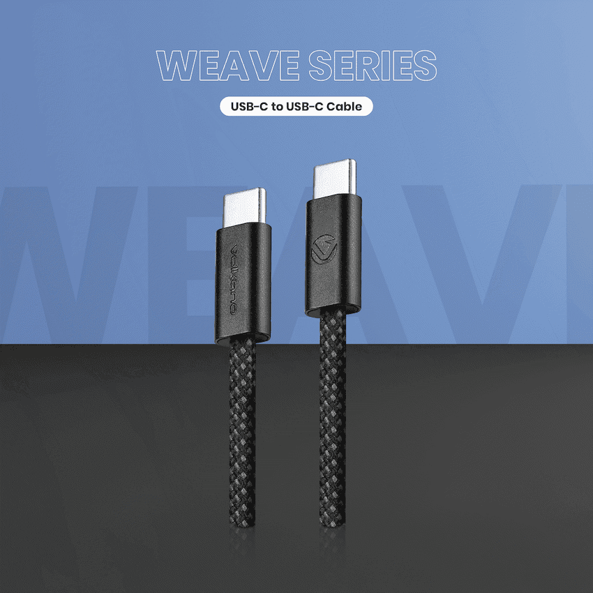 Volkano Weave Series 60w USB C to USB C 1.2m-Black