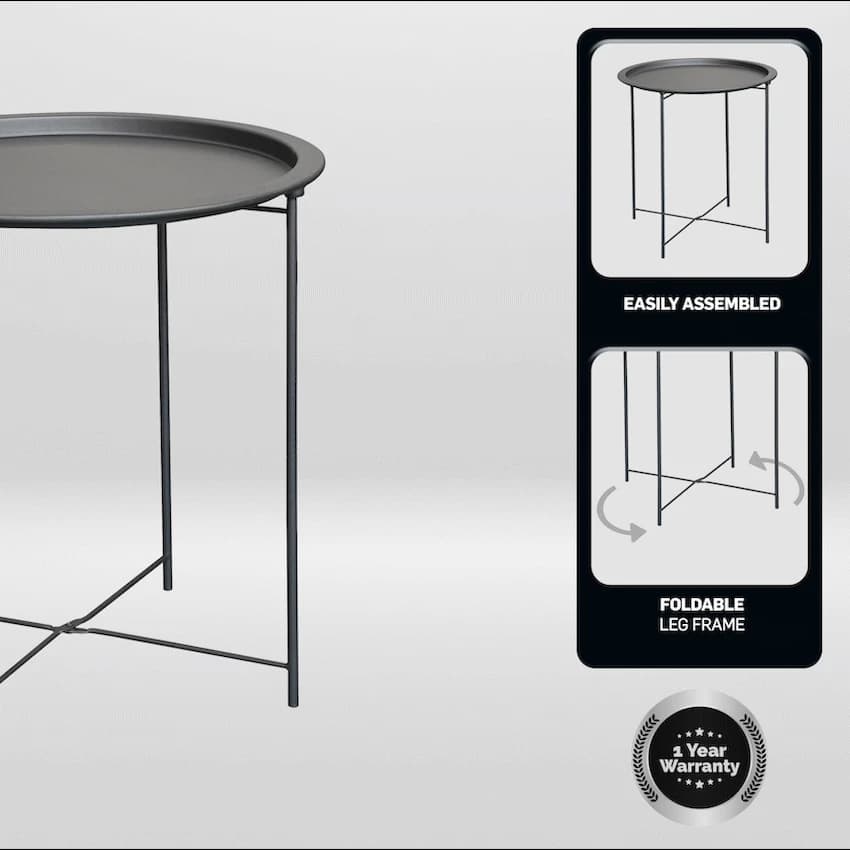 Everfurn Nala Side Table Black, Painted MDF, Steel Frame, 2 Pack