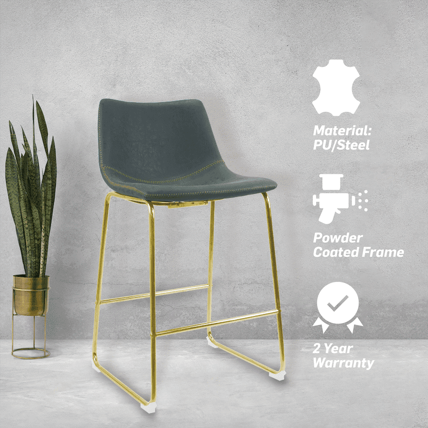 Everfurn Opal Large Barstool Gold - 2 Pack