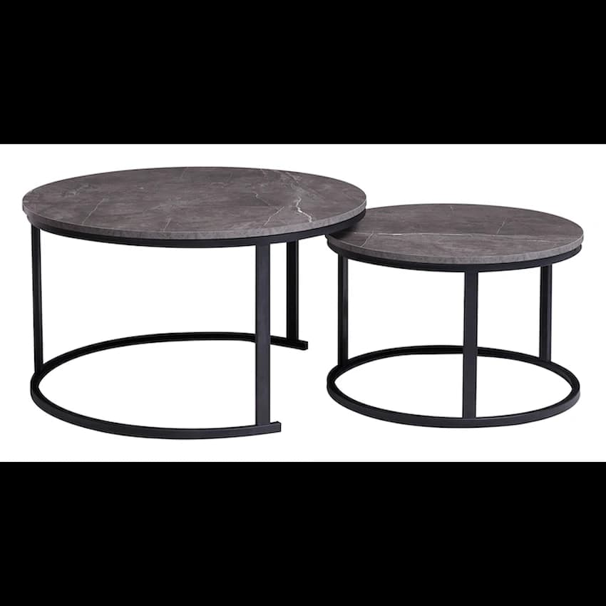 Everfurn Nile Nesting Coffee Table Marble, 2 Piece