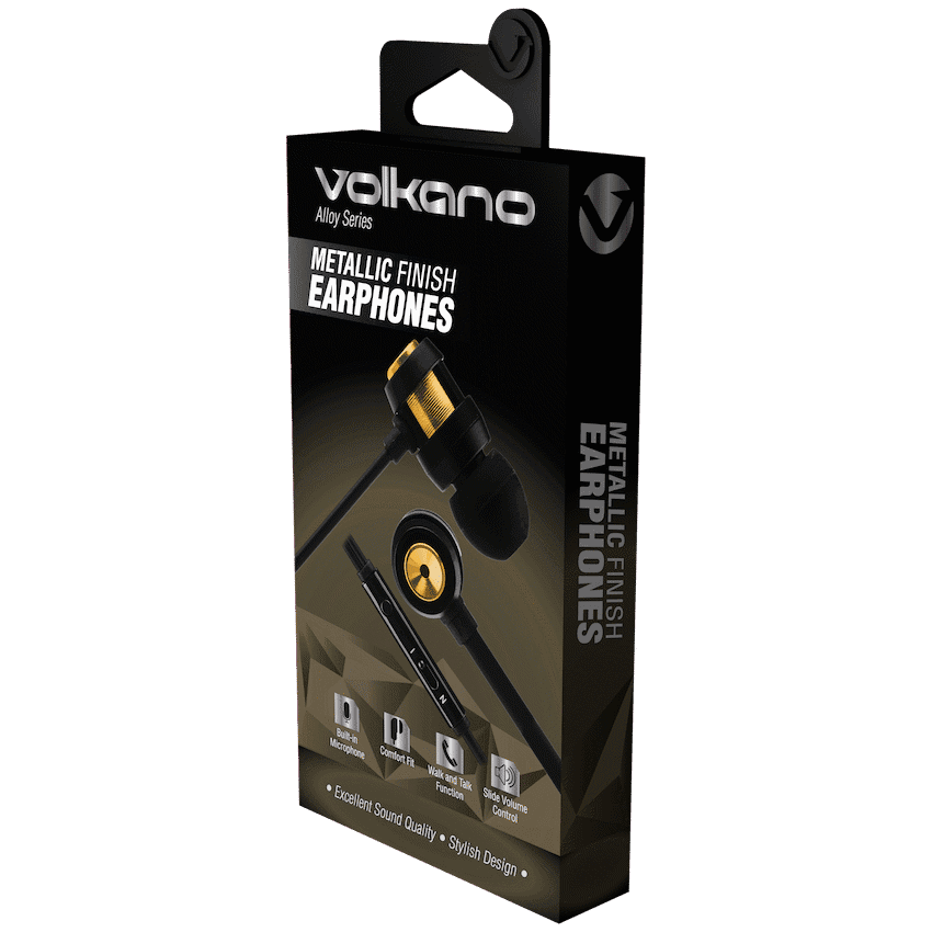 Volkano Alloy Series Metal Earphone - Gold