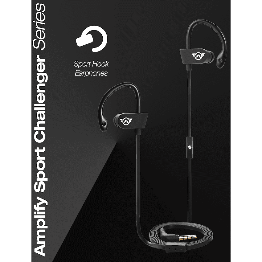 Amplify Sport Challenger Series Earhook Earbuds - Black
