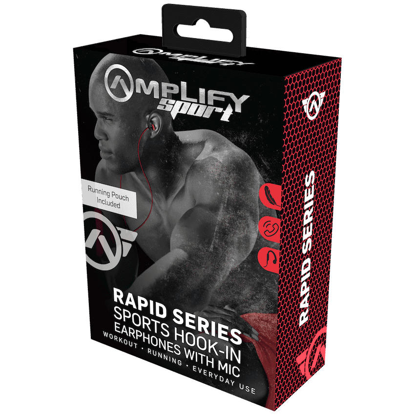 Amplify Sport Rapid Series Earbuds with Pouch - Black/Red