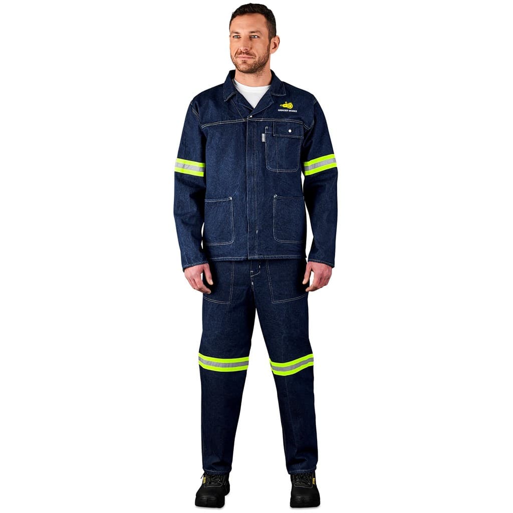 Cast Premium 100% Cotton Denim Pants – Reflective Legs – Yellow Tape